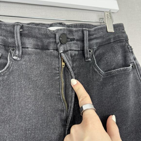 Good American Womens Jeans 6 Black Organic Cotton Blend Good Legs Straight Crop - Picture 3 of 13